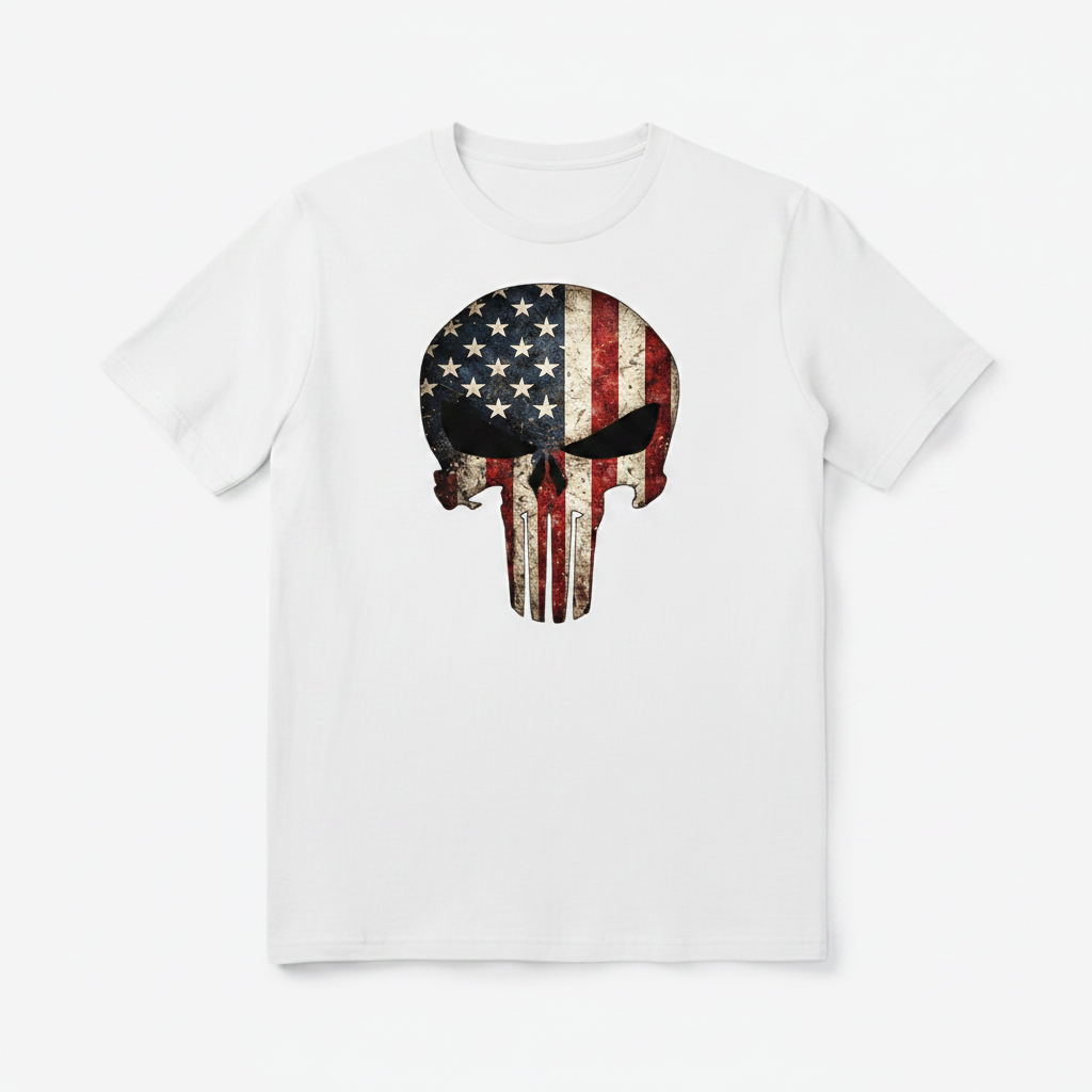 American Flag Skull T-Shirt Mockup