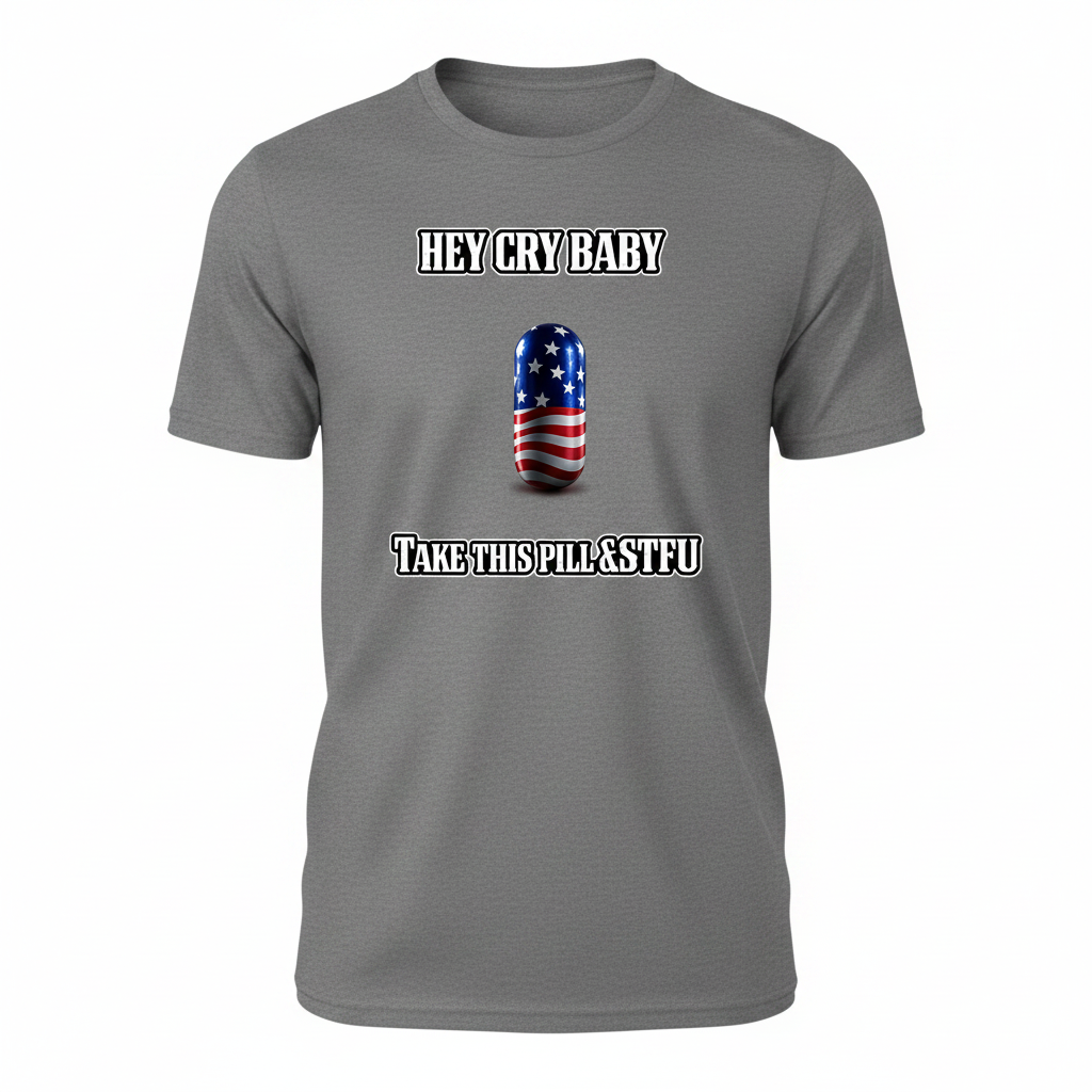Hey Cry Baby - Asphalt Grey Tee Mockup