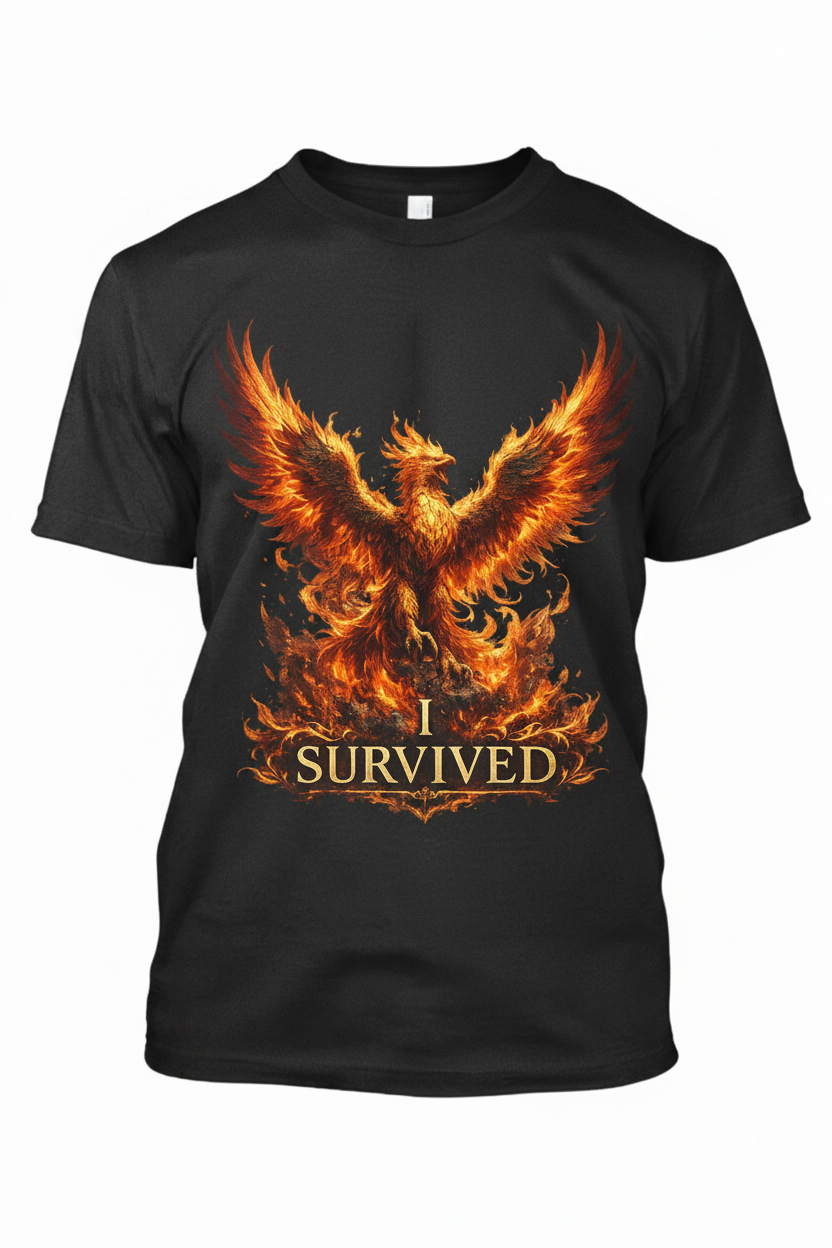 I Survived Black T-Shirt Mockup