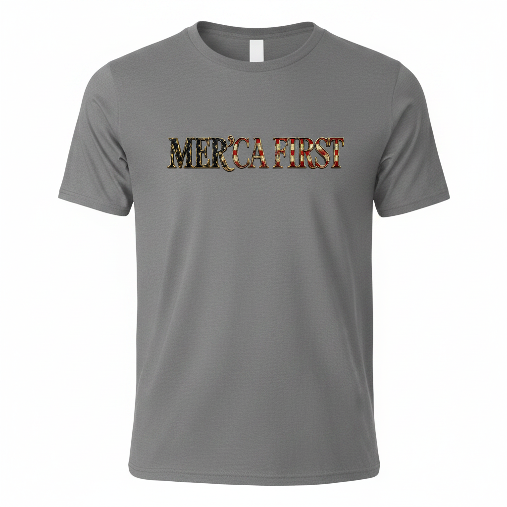Mer'ca First - Asphalt Grey Tee Mockup