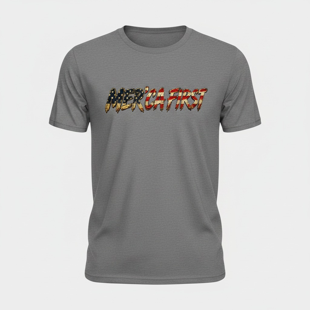 Mer'ca First Script - Asphalt Grey Tee Mockup