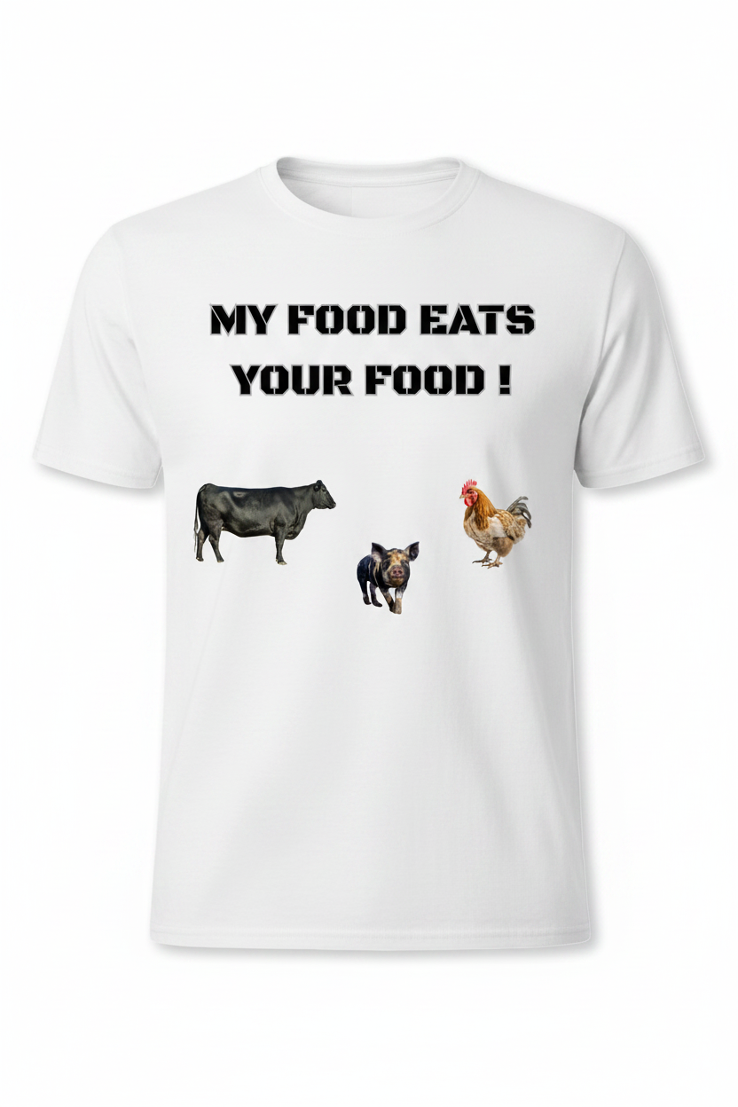 My Food Eats Your Food White T-Shirt Mockup